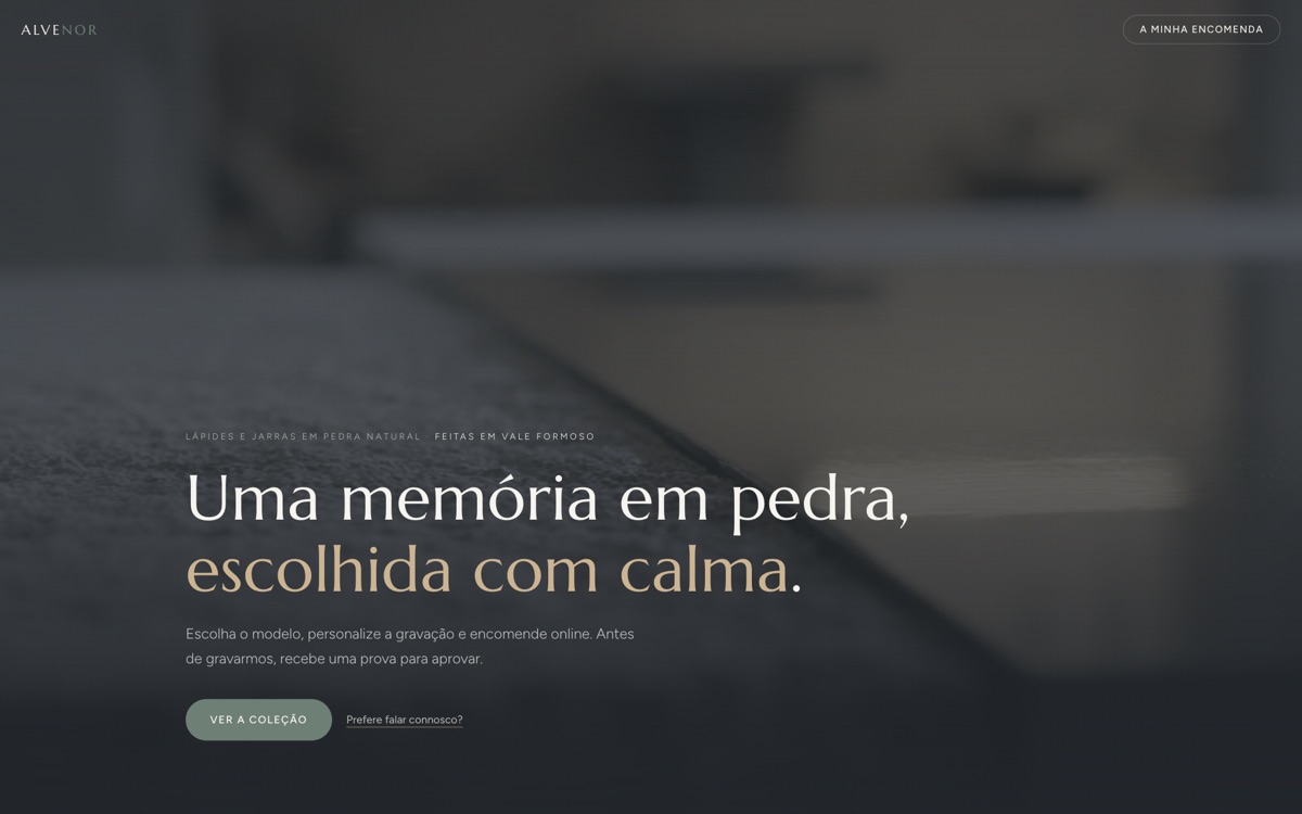 Interface do sistema Alvenor, na área de pedra e funerário